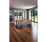 FWStyle 1.32M Solid Pine Modern Fixed Top Dining Bench in Brown FWStyle Brown