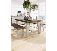 FWStyle 1.6m Handmade Fixed Solid Reclaimed Pine Dining Table in Cream FWStyle Cream