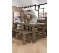 FWStyle 1.6M Solid Reclaimed Pine 4 Piece Dining Set in Brown FWStyle Brown