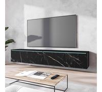 Fwstyle 1.8M 2 Door Black Marble Effect Large Tv Media Unit Black One Size