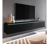 Fwstyle 1.8M 2 Door Matt Black Large Tv Media Unit Black One Size
