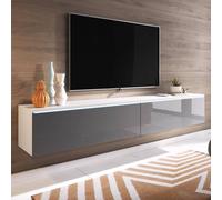 FWStyle 1.8M 2 Door Matt White & Grey Gloss Large TV Media Unit FWStyle Multicolor