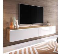 Fwstyle 1.8M 2 Door Wotan Oak & White Gloss Large Tv Media Unit White One Size