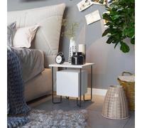 Fwstyle 1 Door Bedside Table Cabinet Matt White Black Metal Frame Modern Design