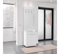 Fwstyle 1 Drawer 1 Door Hallway Storage Unit Coat Rack In White White