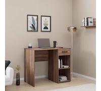 FWStyle 1 Drawer 2 Shelf Home Office Study Desk Walnut Effect in Brown FWStyle Brown