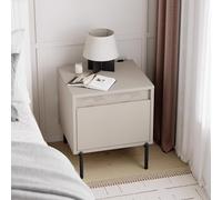 FWStyle 1 Drawer Bedside Chest Nightstand Handleless - Sandstone in Beige FWStyle Beige