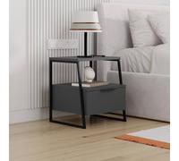 Fwstyle 1 Drawer Bedside Chest Table Anthracite Grey Open Shelf Grey One Size