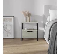 Fwstyle 1 Drawer Bedside Chest Table Ash Green Open Shelf Design Green One Size