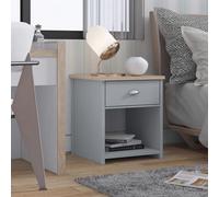 Fwstyle 1 Drawer Grey Bedside Table Lamp Oak Effect Top