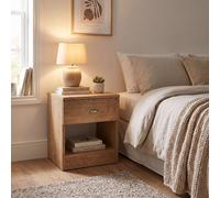 Fwstyle 1 Drawer Modern Oak Effect Bedside Table Nighstand With Shelf In Brown Brown