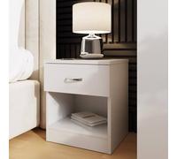 FWStyle 1 Drawer Modern White Nighstand With Shelf FWStyle White