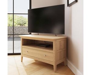 Fwstyle 1 Drawer Natural Ash Corner Tv Unit Ready Assembled