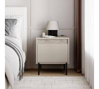 Sandstone 1 Door Bedside Handless Artex Black Legs