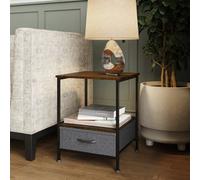 Fwstyle 1 Drawer Walnut Effect Side Table Industrial Inspired Design