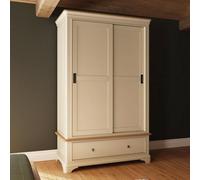FWSTYLE 2 Door 1 Drawer Sliding 1.2M Combination Wardrobe Putty Painted Oak