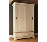 Fwstyle 2 Door 1 Drawer Sliding 1.2M Combination Wardrobe Putty Painted Oak In Beige Beige One Size