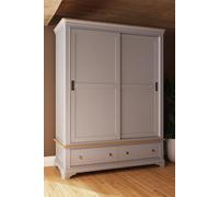 Fwstyle 2 Door 2 Drawer 1.5M Combination Sliding Wardrobe Painted Grey Oak Grey One Size