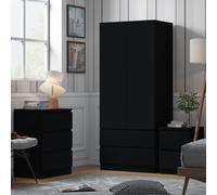 Fwstyle 2 Door 2 Drawer Black Combination Wardrobe Scratch Resistant Soft Closing