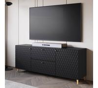 Fwstyle 2 Door 2 Drawer Black Diamond Effect Sideboard Tv Unit Black One Size