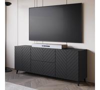 Fwstyle 2 Door 2 Drawer Black Herringbone Effect Sideboard Tv Unit Black One Size