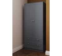 2 Door 2 Drawer Combination Wardrobe Dark Matt Grey FWStyle Grey One Size