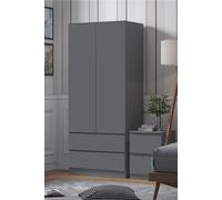 FWStyle 2 Door 2 Drawer Combination Wardrobe Dark Matt Grey Scratch Resistant in Dark Grey FWStyle Dark Grey