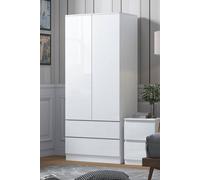 Fwstyle 2 Door 2 Drawer Combination Wardrobe High Gloss White - Stora White One Size