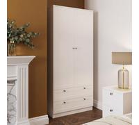 FWSTYLE 2 Door 2 Drawer Combination Wardrobe Matt White Panelled Scratch Resistant
