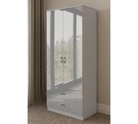 FWStyle 2 Door 2 Drawer High Gloss Grey Combination Wardrobe FWStyle Grey