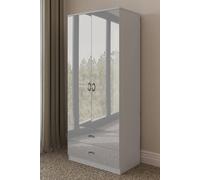 2 Door 2 Drawer High Gloss Grey Combination Wardrobe FWStyle Grey One Size