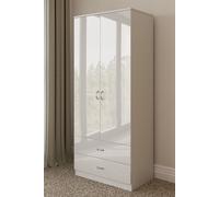 FWStyleWhite Gloss Modern 2 Door Combination Wardrobe