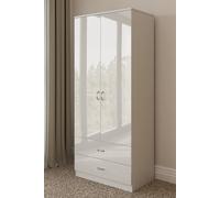 Fwstyle 2 Door 2 Drawer High Gloss White Combination Wardrobe White
