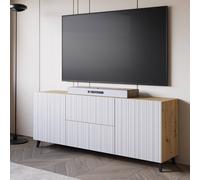 Fwstyle 2 Door 2 Drawer Oak & White Scalloped Sideboard Tv Unit White One Size