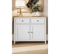 Fwstyle 2 Door 2 Drawer Solid Oak Sideboard Ready Assembled Cream Linen Cream One Size