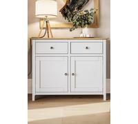 FWStyle 2 Door 2 Drawer Solid Oak Sideboard Ready Assembled Cream Linen FWStyle Cream