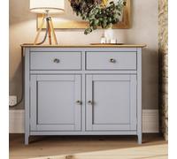 FWSTYLE 2 Door 2 Drawer Solid Oak Sideboard Ready Assembled Grey