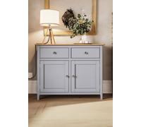 FWStyle 2 Door 2 Drawer Solid Oak Sideboard Ready Assembled Grey FWStyle Grey