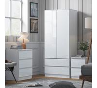 Fwstyle 2 Door 2 Drawer White Gloss Combination Wardrobe Scratch Resistant Soft Closing