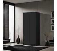 Fwstyle 2 Door Black Double Wardrobe Scratch Resistant Push To Open Soft Close