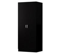 Fwstyle 2 Door Double Wardrobe Black Scratch Resistant Storage