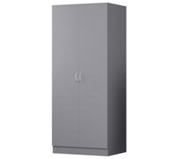Fwstyle 2 Door Double Wardrobe Grey Scratch Resistant Storage Grey One Size