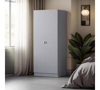 Fwstyle 2 Door Double Wardrobe Matt Grey Oak Top Bedroom Furniture