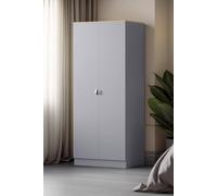 Fwstyle 2 Door Double Wardrobe Matt Grey Oak Top Bedroom Furniture Grey One Size