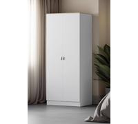 Fwstyle 2 Door Double Wardrobe Matt White Oak Top Bedroom Furniture White One Size