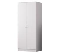 FWStyle 2 Door Double Wardrobe White Scratch Resistant Storage FWStyle White