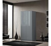 Fwstyle 2 Door Grey Gloss Double Wardrobe Scratch Resistant Push To Open Soft Close