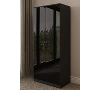 2 Door High Gloss Black Double Door Wardrobe FWStyle Black One Size