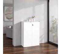 Fwstyle 2 Door Lockable Office Storage Cabinet White