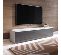 Fwstyle 2 Door Matt White & Grey Gloss Wall Mounted Tv Media Unit White One Size